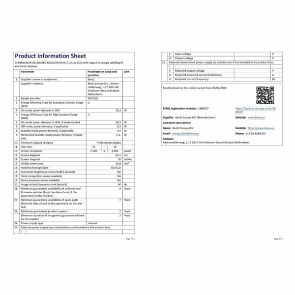 Skærm BenQ SW242Q Full HD WQXGA 24,1"