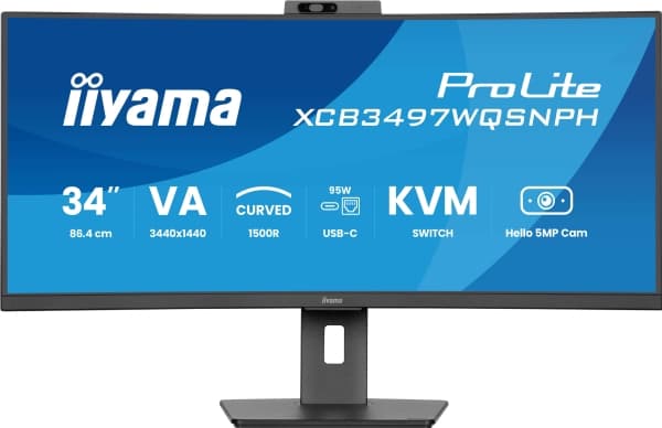 34'' UWQHD curved monitor with USB-C dock,120Hz, 2H Svart