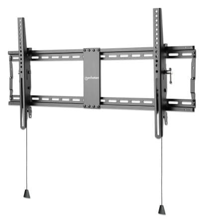MANHATTAN Platt-TV väggfäste, fällbart För skärmar från 109,20 cm (43") till 254,00 cm (100") och upp till 70 kg, +3 till -12° tiltbar, platt design, Svart