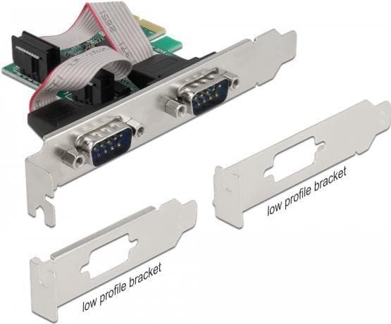 Delock - Seriell adapter - PCIe 2.0 lågprofil - RS-232 x 2 - grön