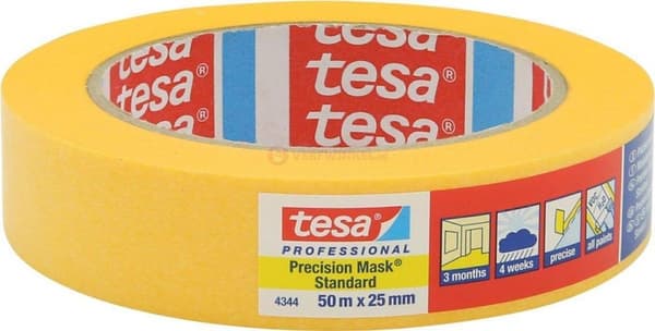 tesa PRÆCISIONSSTANDARD 04344-00003-00 Malertape Präzisionskrepp Gul (LxB) 50 mx 25 mm 1 stk.