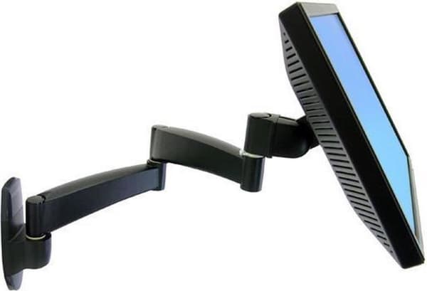 Ergotron 200-serien väggmonterad arm, 2 förlängningar, 11,3 kg, 61 cm (24"), 75 x 75 mm, 100 x 100 mm, svart Svart