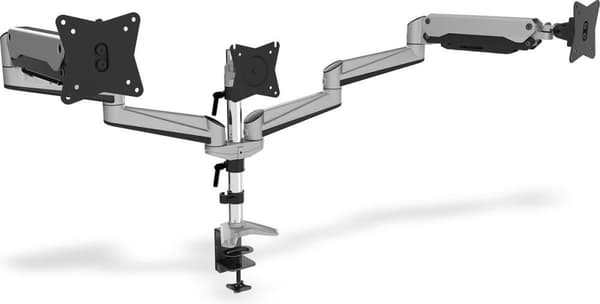 DIGITUS Universal 3-Fach Monitor - Gasdruckfeder & Klemmbef. Sort, Grå