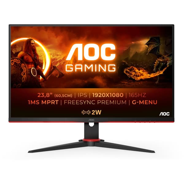 AOC G2 24G2SPAE - LED-skärm - 23,8" IPS - 1920 x 1080 FHD - 165 HZ - 1 ms - 300 cd/m² - 1000:1 - svart, röd