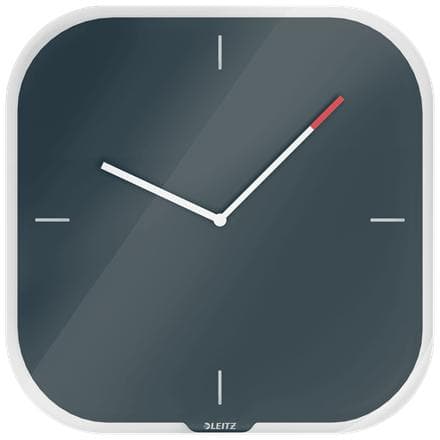 Leitz Cozy Silent Glass vægur - Skrivbart vægur inklusive tusch - Ideel til hjemmekontor / hjemmearbejde - Velvet Grey