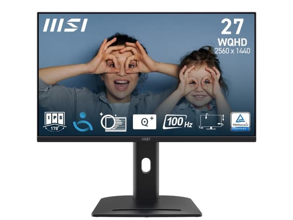 MSI Pro MP275QPG 27 Inch Monitor, QHD (2560 x 1440), 100Hz, IPS, 1ms, 2x HDMI 2.0b, 1x DP 1.2a output, Built-in Speakers, Anti-Glare, Anti-Flicker, L