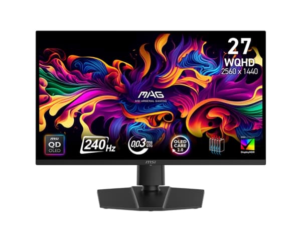 MSI MAG 271QP QD-OLED X24, 67.3 cm (26.5"), 2560 x 1440 pixels, Wide Quad HD, QD-OLED, 0.03 ms, Black