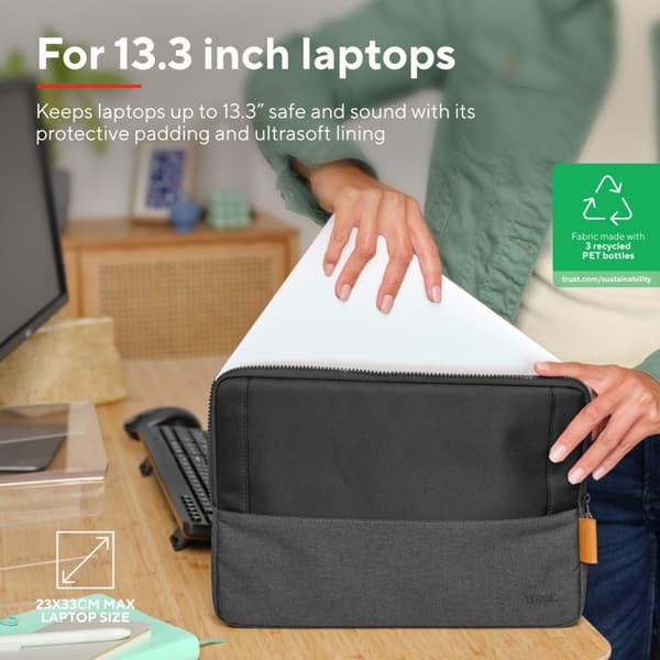 Trust Lisboa Sleeve för laptop 13,3" Svart