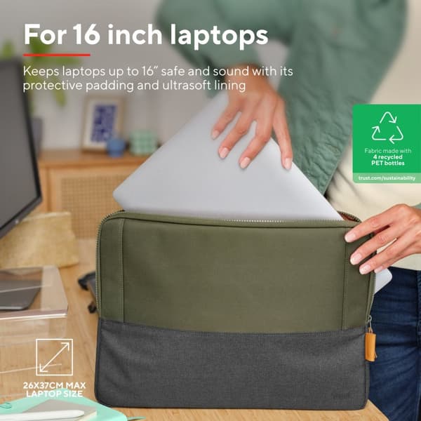 Trust Lisboa Sleeve för laptop 16" Grön