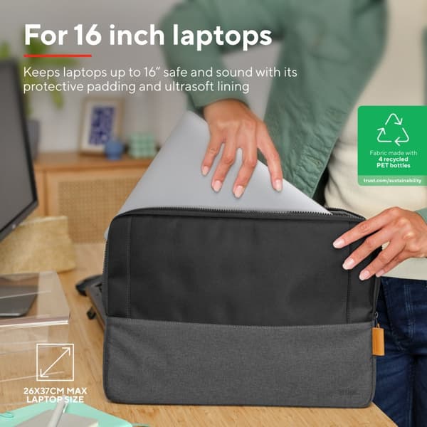 Trust Lisboa Sleeve för laptop 16" Svart
