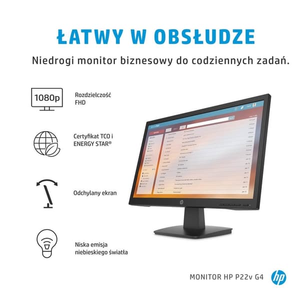 HP P22v G4 datorskärm 54,6 cm (21,5 tum) 1920 x 1080 pixlar Full HD Svart