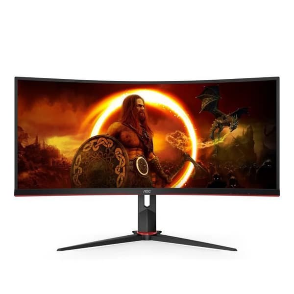 PC Gamer-skärm - AOC - CU34G2X/BK - 34" VA Curved UWQHD 1ms 144Hz HDMI DisplayPort USB Pivot Höjdjusterbar Freesync Svart, Röd