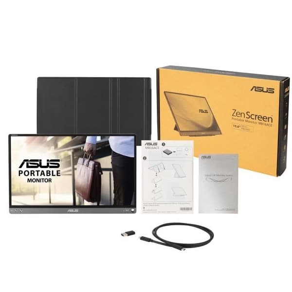ASUS ZenScreen MB16ACE mobil datorskärm - 15,6" - IPS - Full HD 1920x1080 px - 5ms - 60Hz - 220cd/m² - USB-C - Mörkgrå