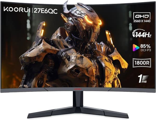 Böjd PC-spelskärm - KOORUI 27E6QC - 27" WQHD - VA Panel - 144Hz - 1ms - 1xHDMI
