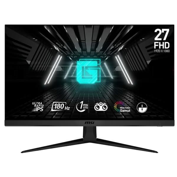 PC Gamer Monitor - MSI - G2712F - 27" - Snabb IPS-panel - FHD - 1 ms - 180 Hz - Adaptiv synkronisering - DP + HDMI - VESA-kompatibel Svart
