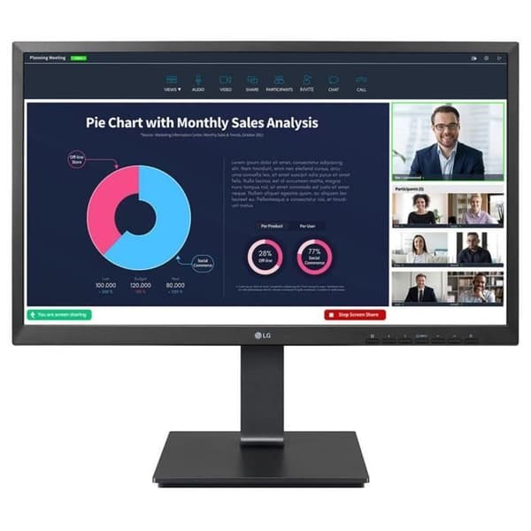 LG 24" svart skärm 24BP750C-B - IPS - 1920x1080 - HDMI DP 2xUSB - 2MP webbkamera - Tilt/justerbar