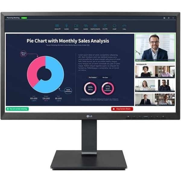 LG 24" svart skärm 24BP750C-B - IPS - 1920x1080 - HDMI DP 2xUSB - 2MP webbkamera - Tilt/justerbar Svart