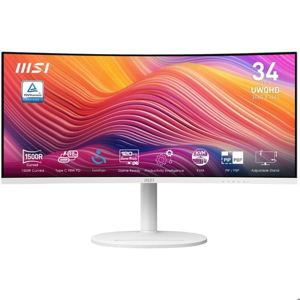 9S6-3PC59H-012 MSI 34' LED - Modern MD342CQPW - UltraWide WQHD-skärm - 3440 x 1440 pixlar - 1 ms (MPRT) - Format 21/9 - VA-panel