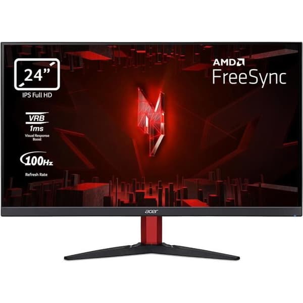 Acer Nitro KG242YEbiif Skärm PC Gaming 24 Full HD 100Hz 1920x1080 FreeSync 1ms VRB 250 Nits Comfyview BlueLightShield 2xHDMI 2.0/ Svart, Röd