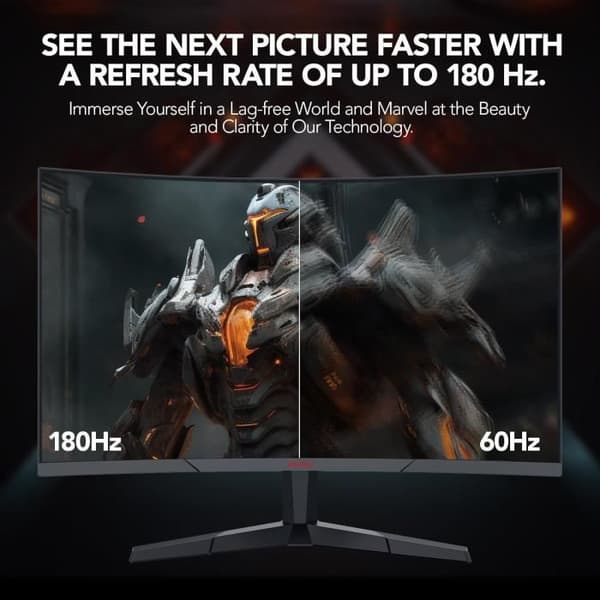 KOORUI 27'' Spel-PC Skärm Incurvé 1500R, VA Panel PC Monitor, QHD 2560X1440 Upplösning, 180HZ, 1MS, DCI-P3 85%, Ultra-Tunn Kant,