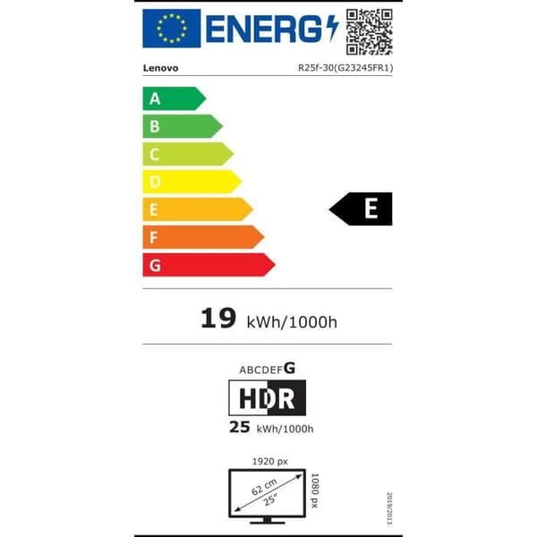 Lenovo R25f-30 24.5'' FHD-skärm, VA, 380 nits, 0.5ms, 240Hz, lutning, svängning, pivot, höjdjusterbar stativ, 2x HDMI 2.1, 1x DP 1.4, B