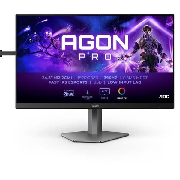 PC-skærm - AOC - AG256FS - 24,5 FHD - IPS-panel - 390Hz - 0,3ms - Højdejusterbar - 2 HDMI 1 DP - Adaptiv Sync - Sort Sort