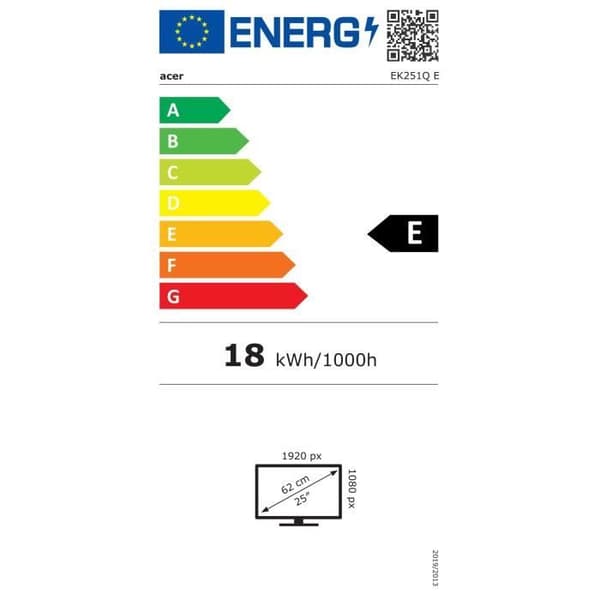 PC-skärm - ACER - EK251QEbi - 24.5 FHD - IPS-panel - 100Hz - 1ms - 1 HDMI 1 VGA - Svart