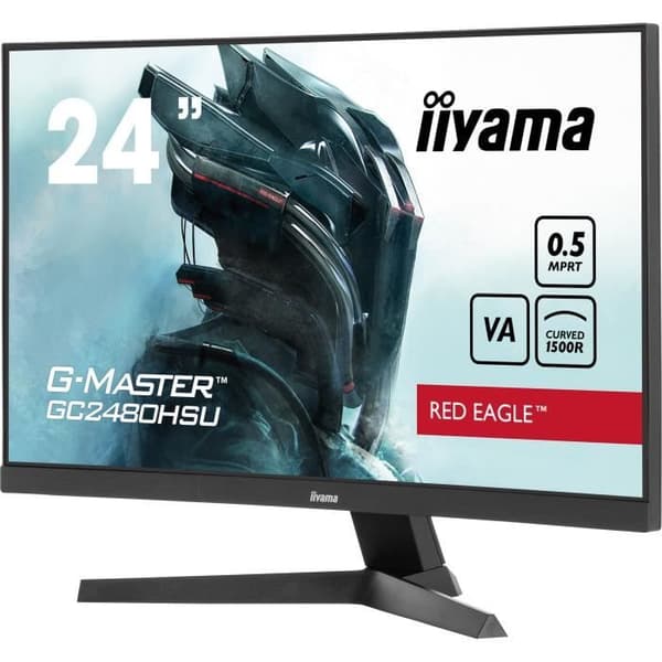 Buet PC-gamingskærm - IIYAMA - G-MASTER RED EAGLE GCB2480HSU-B1 - 24 - VA buet - FHD - 0,5 ms - 180Hz