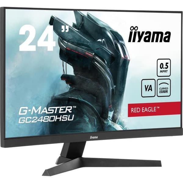 Buet PC-gamingskærm - IIYAMA - G-MASTER RED EAGLE GCB2480HSU-B1 - 24 - VA buet - FHD - 0,5 ms - 180Hz
