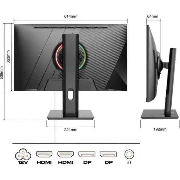 Gamingskærm - JAPANNEXT - 27" WQHD - 165Hz - DP 1.4 - HDMI 2.0 - Ergonomisk stativ