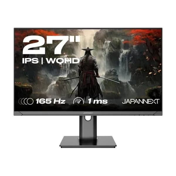 Gamingskærm - JAPANNEXT - 27" WQHD - 165Hz - DP 1.4 - HDMI 2.0 - Ergonomisk stativ Sort
