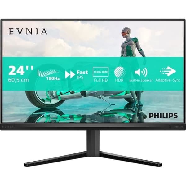 PC-skærm - PHILIPS - Evnia 3000 - 23,8 FHD - Hurtigt IPS-panel - 180 Hz - 0,5 ms - Smart Crosshair - HDMI/DP - Sort