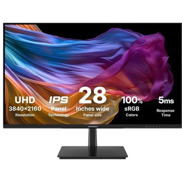 PC-skärm - JAPANNEXT - 28 tum 4K UHD - IPS - 60 Hz - 1 DP 1.2 - 2 HDMI 2.0