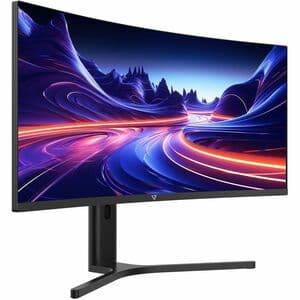 V7 L340WQ-HAS-E 34″ UW-QHD Curved Monitor – USB-C, 120 Hz, 350 nits, höj- och sänkbart stativ