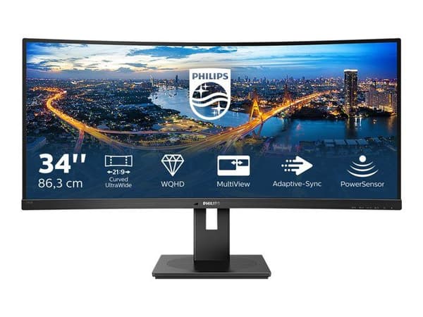 mmd - philips 345b1c 86.36cm 34in va 3440x1440 3000:1 300 cd/qm 21:9 svart svart Svart