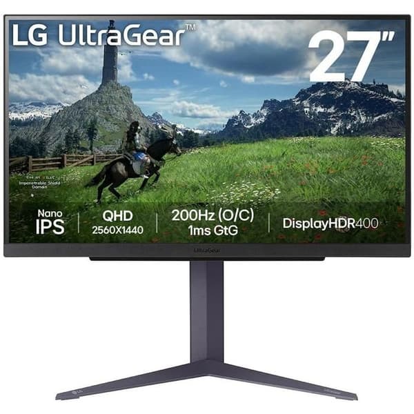 27-tums skärm, 2560 x 1440 upplösning, Nano IPS, 1ms svarstid, 180 Hz uppdateringsfrekvens (200 Hz överklockad). Svart