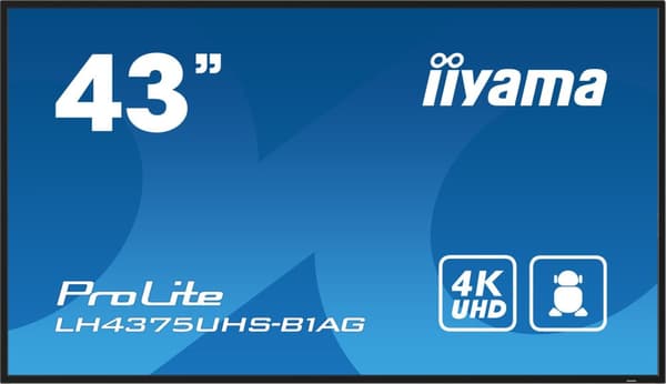 iiyama ProLite Digitaalinen litteä näyttö 108 cm (42,5") LCD Wi-Fi 500 cd/m2 4K Ultra HD Musta Sisäänrakennettu prosessori Android 11 24/7