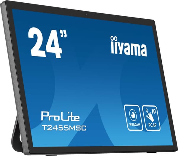 iiyama T2455MSC-B1 -näyttö, digitaalinen litteä näyttö, 61 cm (24"), LED, 400 cd/m2, Full HD, musta, kosketusnäyttö