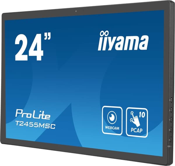 iiyama T2455MSC-B1 -näyttö, digitaalinen litteä näyttö, 61 cm (24"), LED, 400 cd/m2, Full HD, musta, kosketusnäyttö