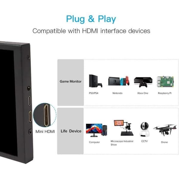 Extern Monitor - ELECROW - 8 tum - 1280x800 - Inbyggda Högtalare - IPS