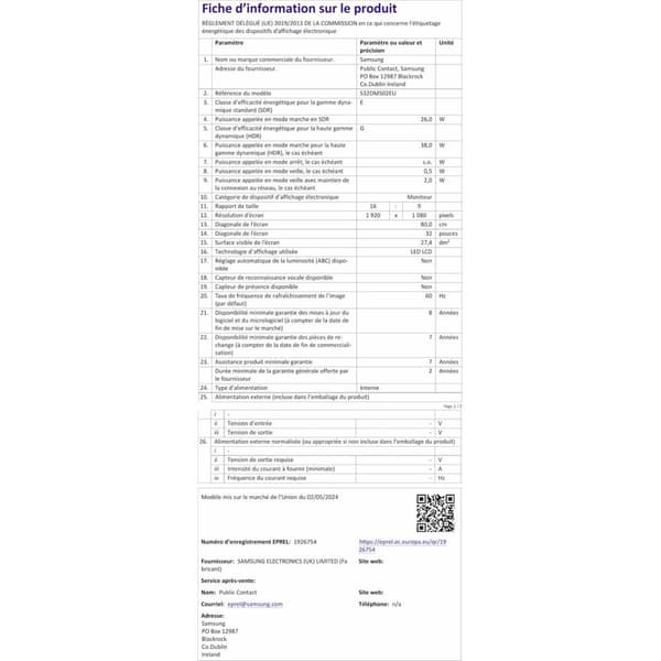 Gaming skærm Samsung LS32DM502EUXEN Full HD 32"