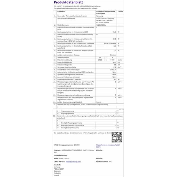 Gaming skærm Samsung LS32DM502EUXEN Full HD 32"