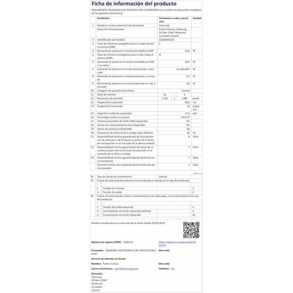 Gaming skærm Samsung LS32DM502EUXEN Full HD 32"