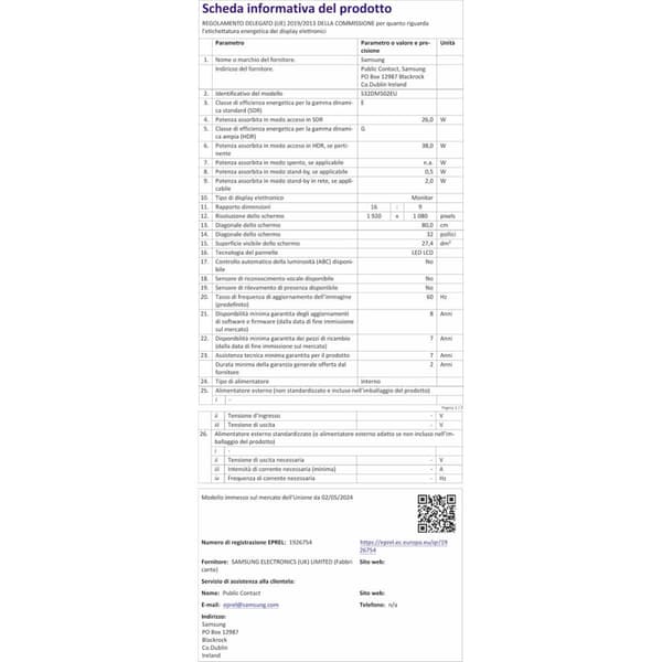 Gaming skærm Samsung LS32DM502EUXEN Full HD 32"