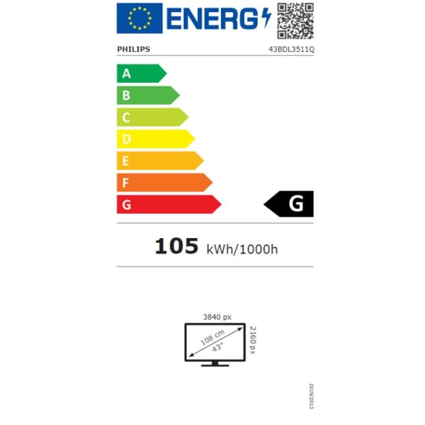 Skærm Videowall Philips 43BDL3511Q/00 IPS 43" Direct-LED