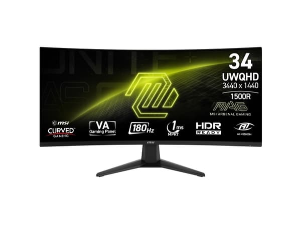 MSI MAG 346CQ, 86,4 cm (34"), 3440 x 1440 pixel, UltraWide Dual Quad HD, LCD, 1 ms, Sort