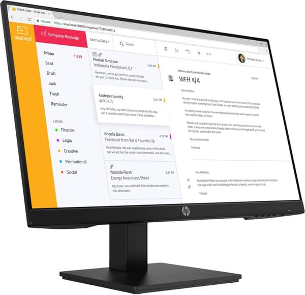 HP P24h G4 24" FHD-skärm, 7VH44AA#ABB Svart