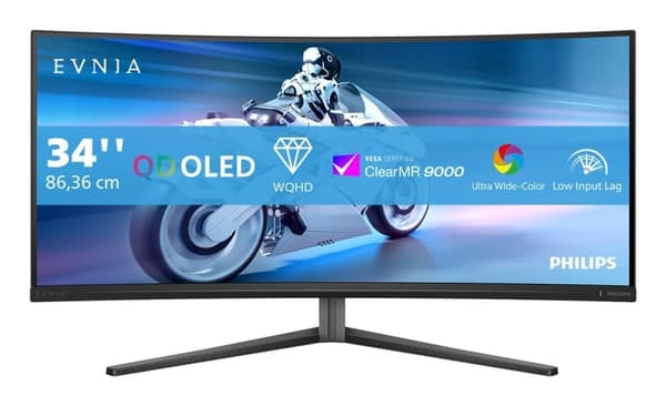 Philips Evnia Curved Gaming Monitor QD OLED-spelskärm 34M2C6500/00 Grå