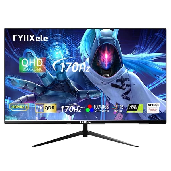 27-tums spelskärm, 2560x1440 upplösning, 170Hz uppdateringsfrekvens,FYHXele FY27QHM2, EU-kontakt