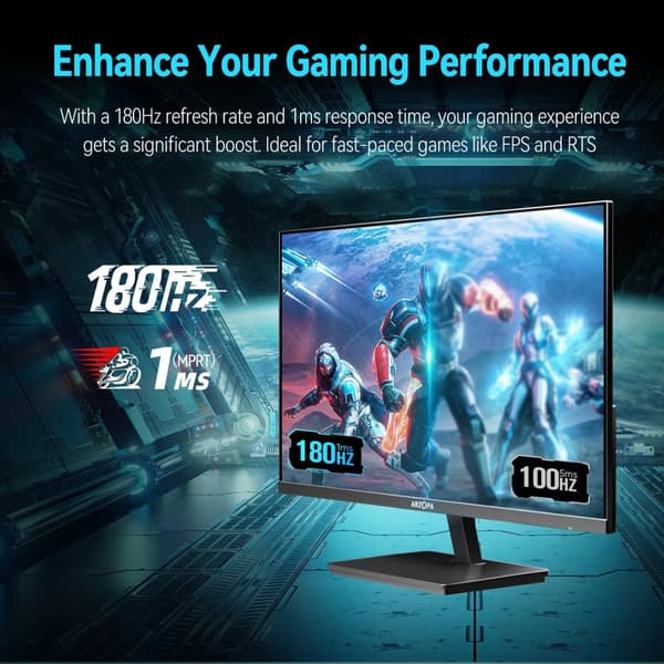 ARZOPA Pelimonitori, 27 QHD, 180Hz Päivitystaajuus,27 QHD 180Hz